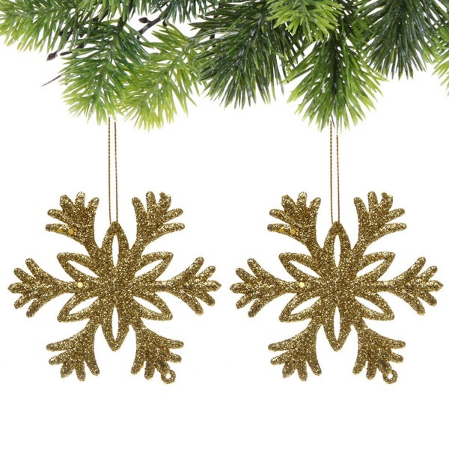 Подвеска "Снежное волшебство" 10 см (набор 2 шт), золото