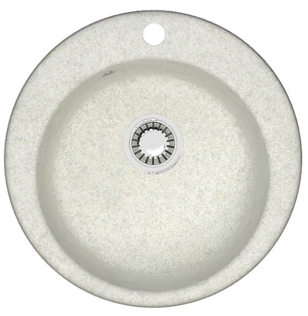 Мойка из искусственного камня круглая белый гранит матовая AGATA 30/Q15 (475*375) *1