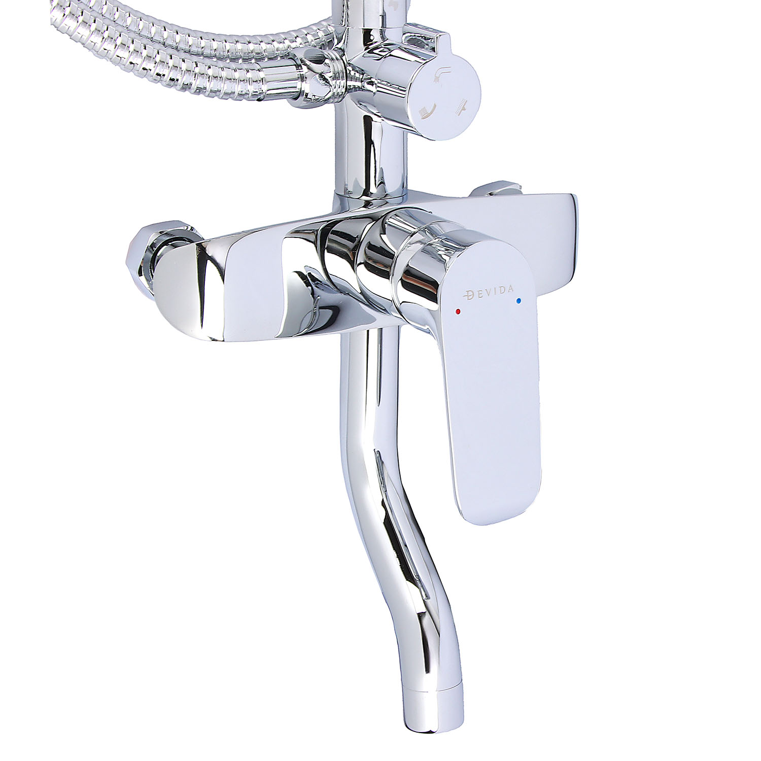 Смеситель д/ванны со стойкой для душа + ручной душ DEVIDA, коллекция GEMMA DVS1427-15 хром *1
