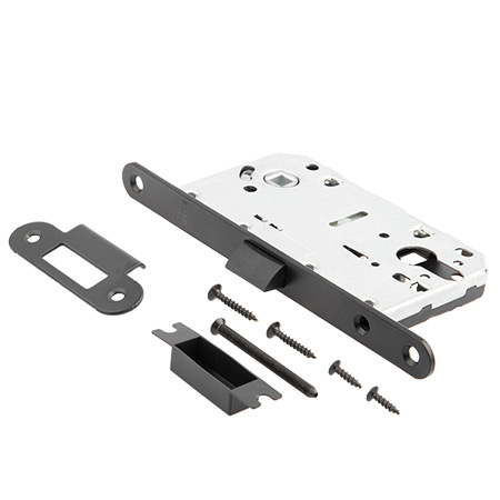 Защелка врезная п/ручку и цил.мех. ЧЕРНЫЙ матовый БЕСШУМНАЯ 5300-Р-BLM Апекс *1/5/40