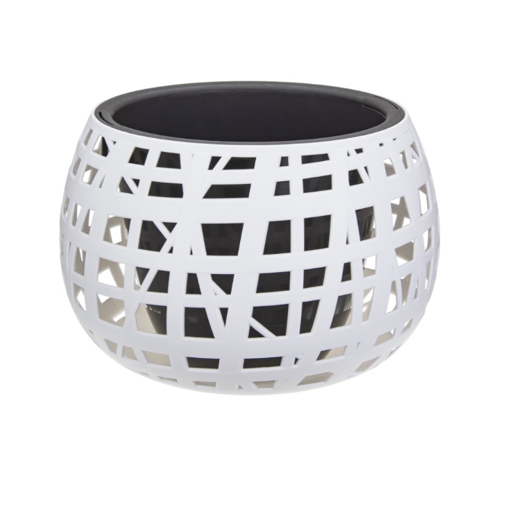 Кашпо пластм. "Хаос" 4,0л d290мм выс.200мм с вставкой Белый М 3142 ("М-Пластика") *1/4