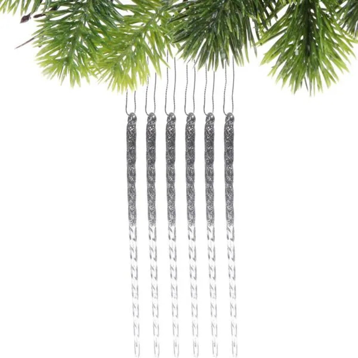 Подвеска "Снежный хрусталь" 18 см (набор 6 шт), Серебро