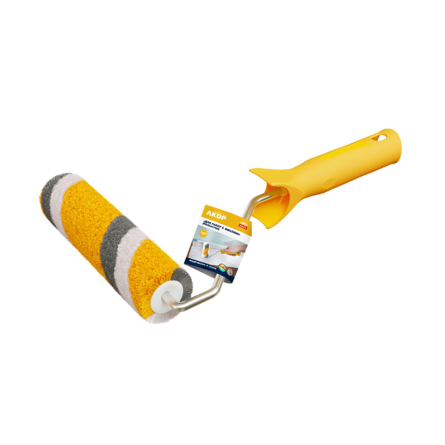 Валик-миди 160мм в сборе д/работ с эмалями,d-25мм,ворс12мм,ручка30см,тигр (Акор) *1/35 Валик-миди 160мм в сборе д/работ с эмалями,d-25мм,ворс12мм,ручка30см,тигр (Акор) *1/35