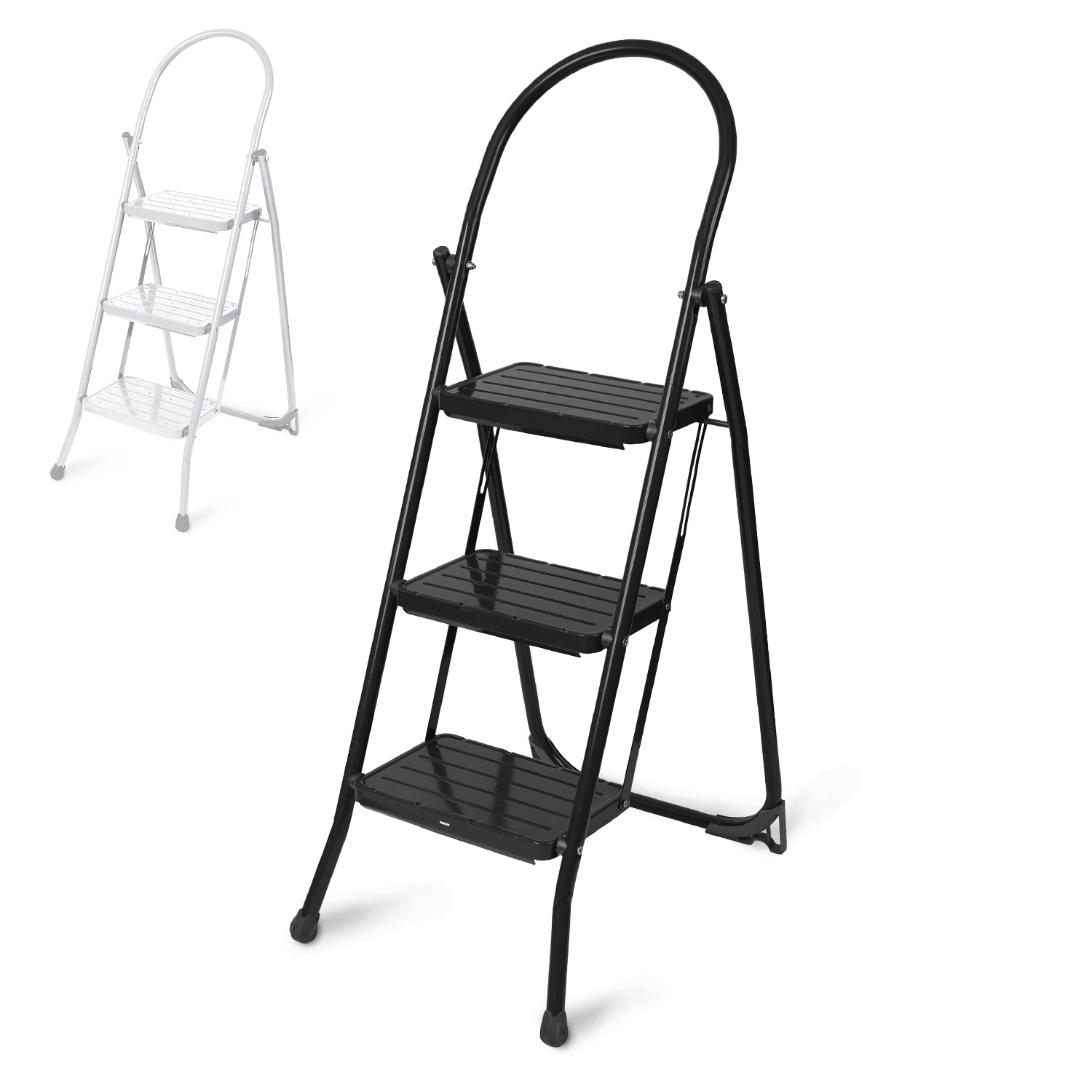 Стремянка стальная 3 ступени, выс.верхн. пл.0,695м ШИРОКИЕ ступени-200мм цв.:бел.,чернСМШ3 "Ника" *1 Стремянка стальная 3 ступени, выс.верхн. пл.0,695м ШИРОКИЕ ступени-200мм цв.:бел.,чернСМШ3 "Ника" *1