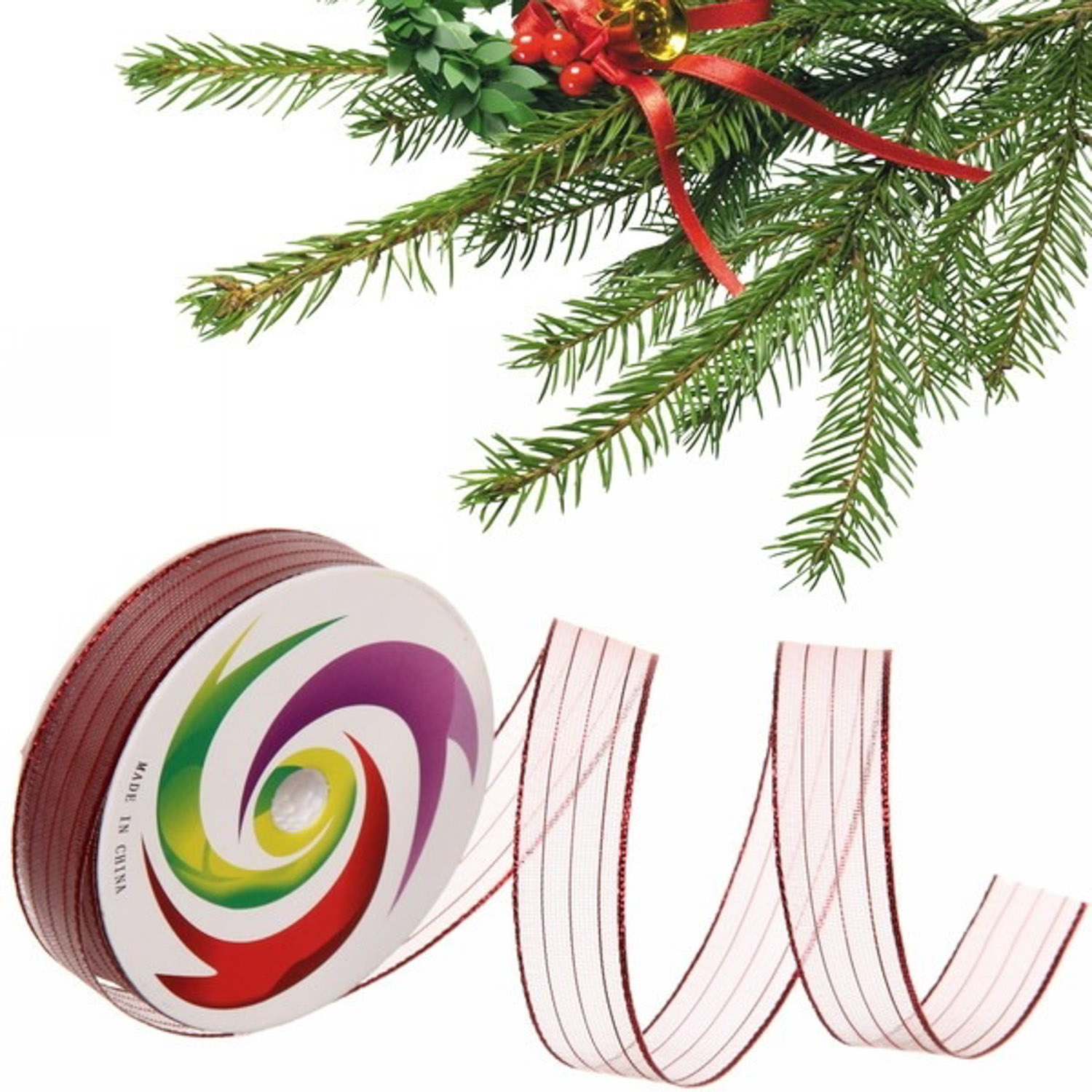 Лента для декорирования "Сияние" 1.5 см, 5 м, Красный