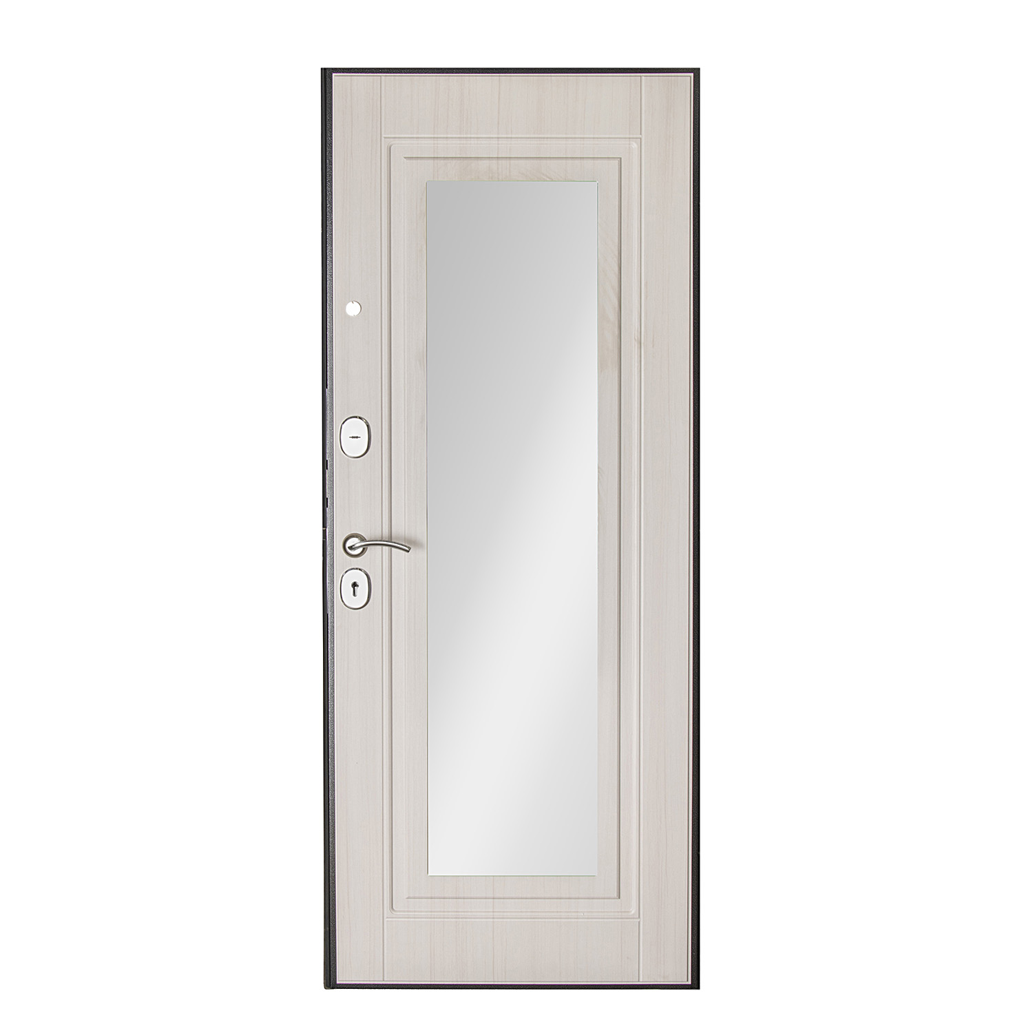 Дверь входная Дверной континент, 860х2050х70 мм, с зеркалом, левая, серебристый антик/сандал светлый