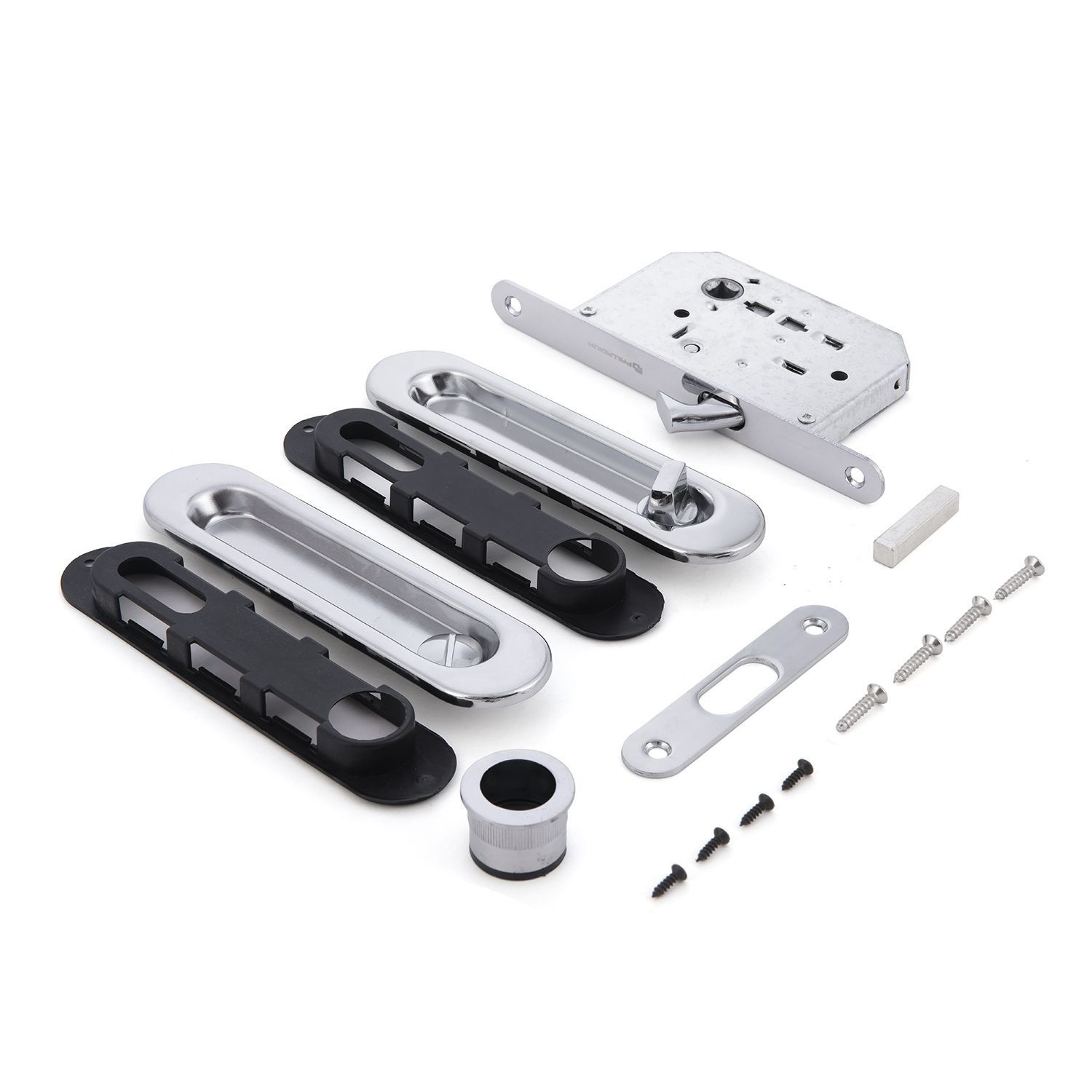 Ручка с замком для раздв. дверей 01BK СР (овальная ручка) 1/5/50