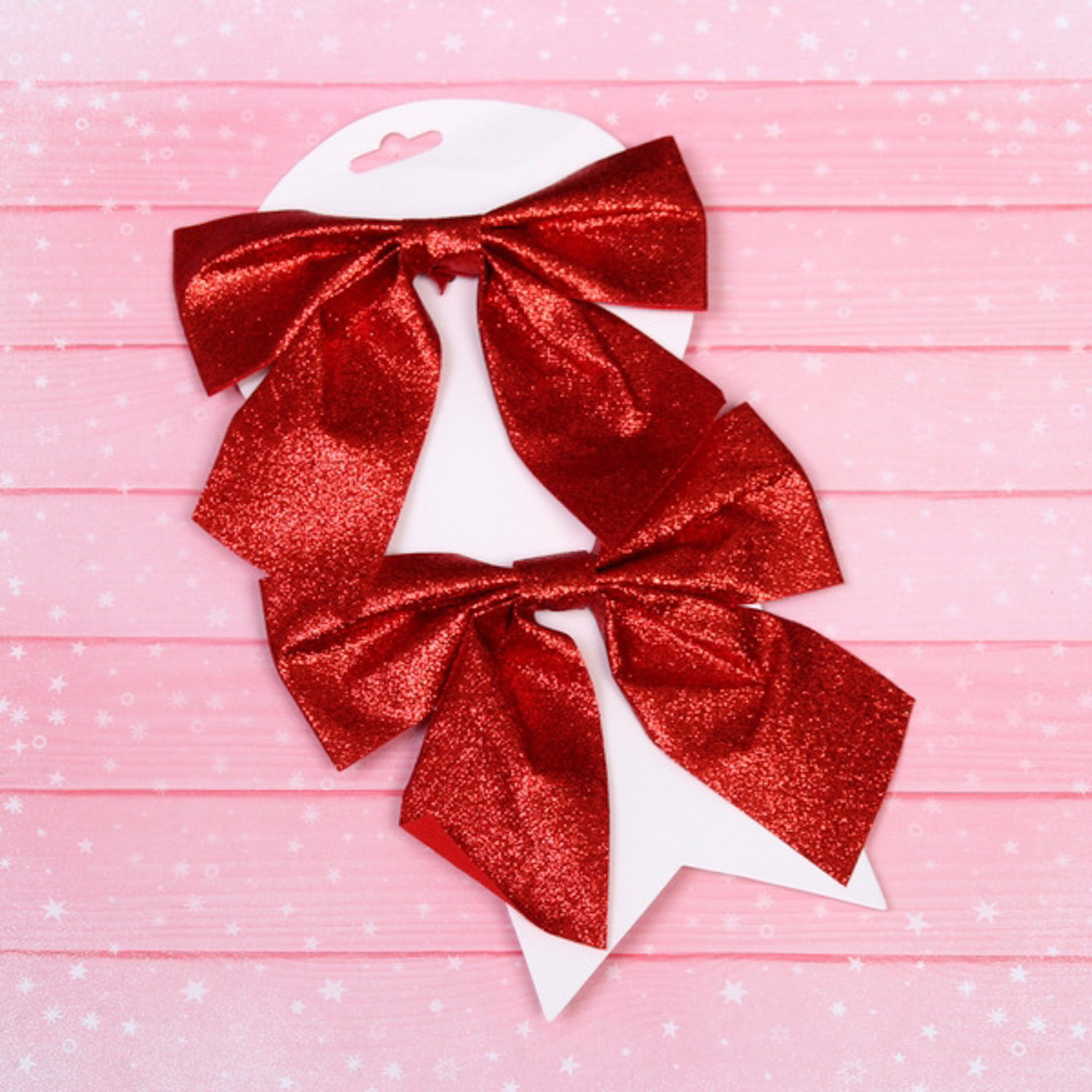 Набор бантов на елку «Зимнее очарование», 15х15 cм, 2 шт., красный