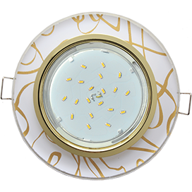 Светильник встраиваемый GX53 H4 Ecola Стекло Круг золото-золото на белом 38*12 FG53RNECH *10/30