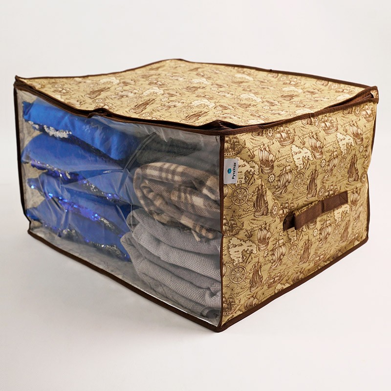 Короб для хранения нетканый материал "Морск.история" 600x500x350мм на "молнии",с Пр.Д70302.07 *1/40