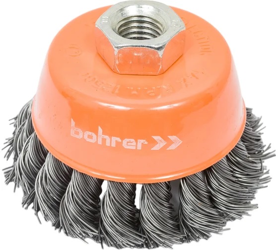 Щетка-крацовка "чаша" витая,жесткая проволока  75мм 0,5мм М14мм для УШМ арт.36200075 Bohrer *1/100 Щетка-крацовка "чаша" витая,жесткая проволока  75мм 0,5мм М14мм для УШМ арт.36200075 Bohrer *1/100