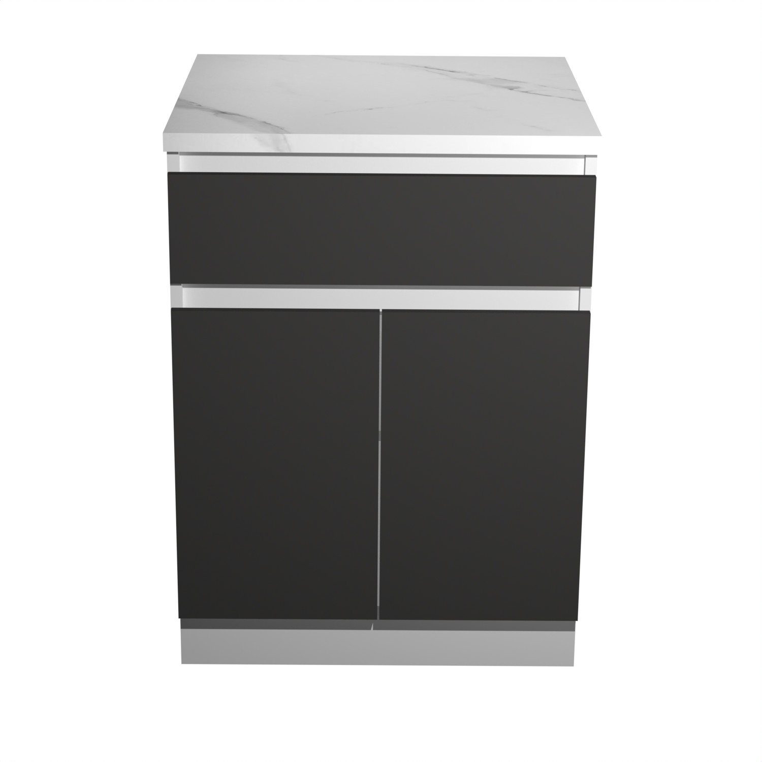 Шкаф напольный 600х850х600 мм BROZEX-WOOD Серый лед, с двумя дверцами, с ящиком, серый / графит