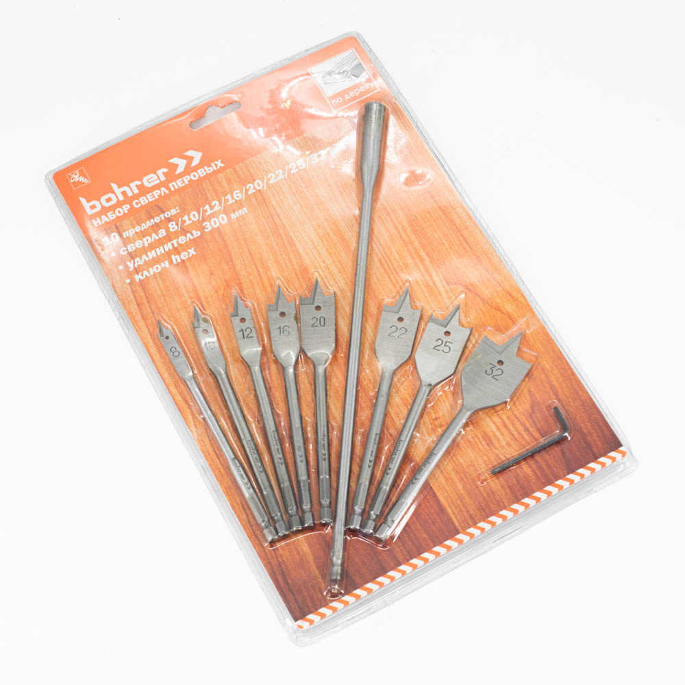 Набор сверел по дереву "Перовых" 8-10-12-16-20-22-25-32мм арт.35201001 Bohrer *1/10/40 Набор сверел по дереву "Перовых" 8-10-12-16-20-22-25-32мм арт.35201001 Bohrer *1/10/40