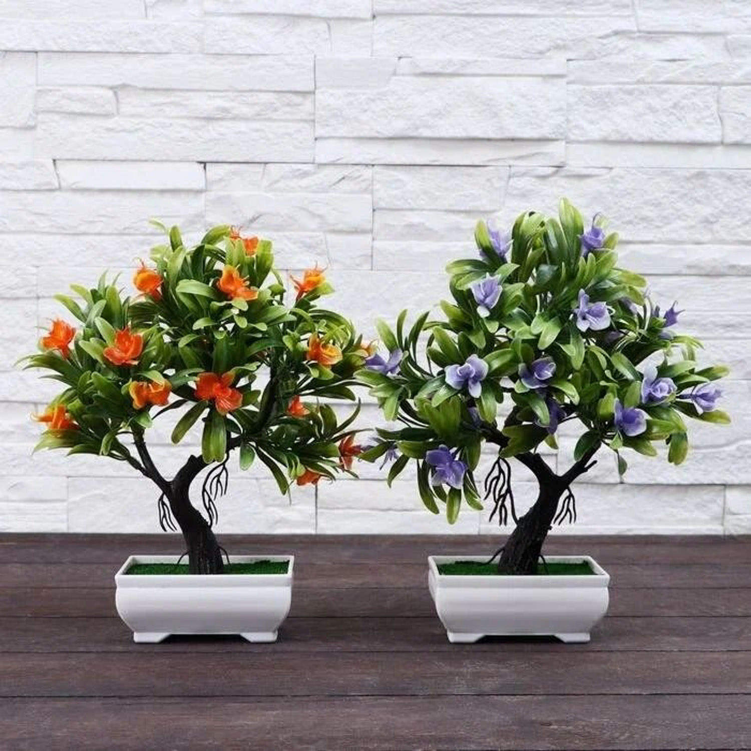 Бонсай "Деревце с тонкими листьями и цветами" 10*24 см микс   4142812