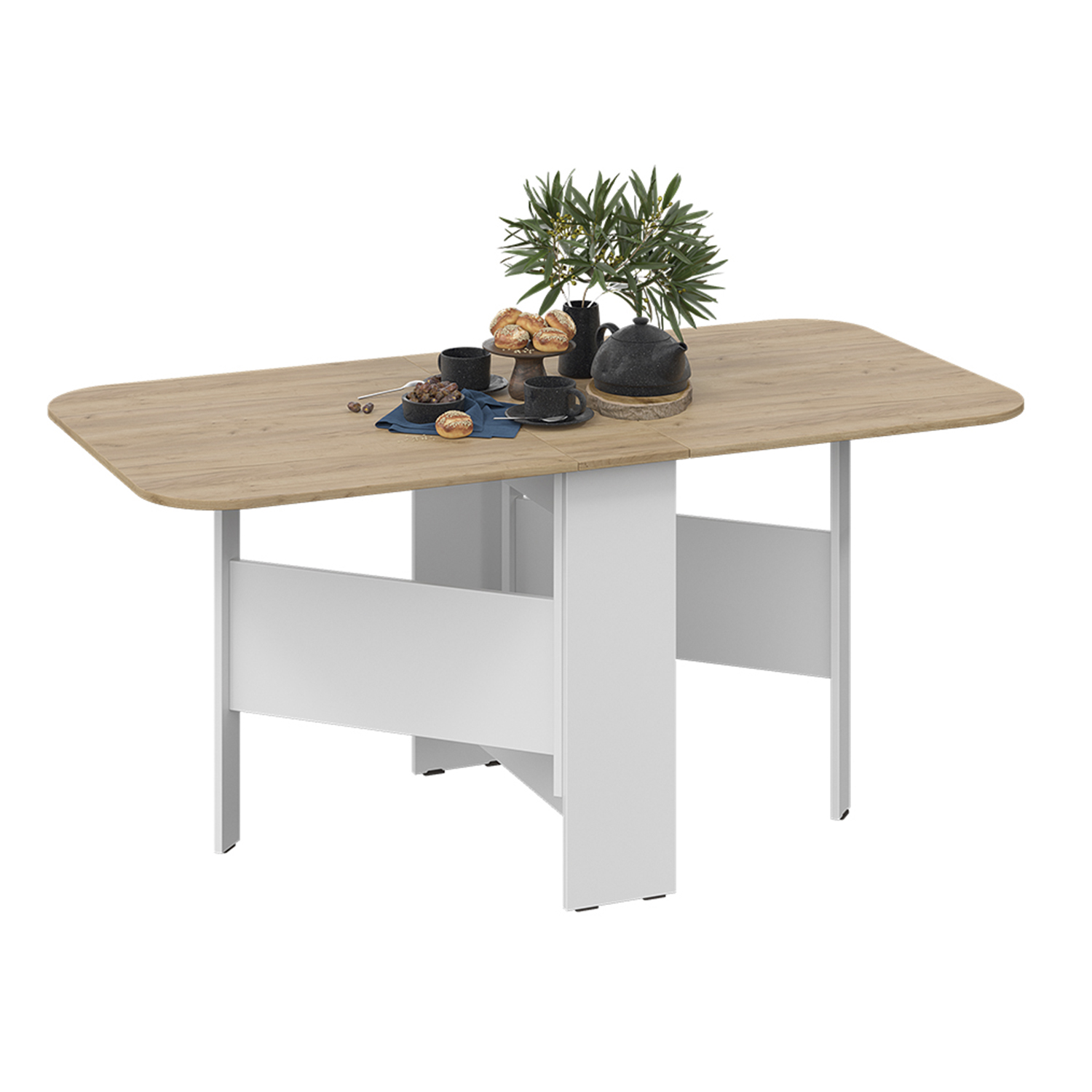 Стол обеденный раскладной 1600мм*800мм Т1 Белый/Дуб крафт золотой ТриЯ *1