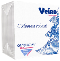 Салфетки бумажные 50шт НОВЫЙ ГОД 24*24 см Veiro Зима.Гжель 1 сл *90