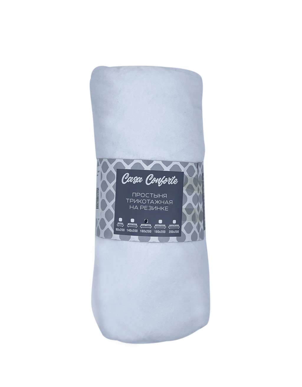 Простыня на резинке трикотаж 160*200*20см белый Belezza *1/6/24