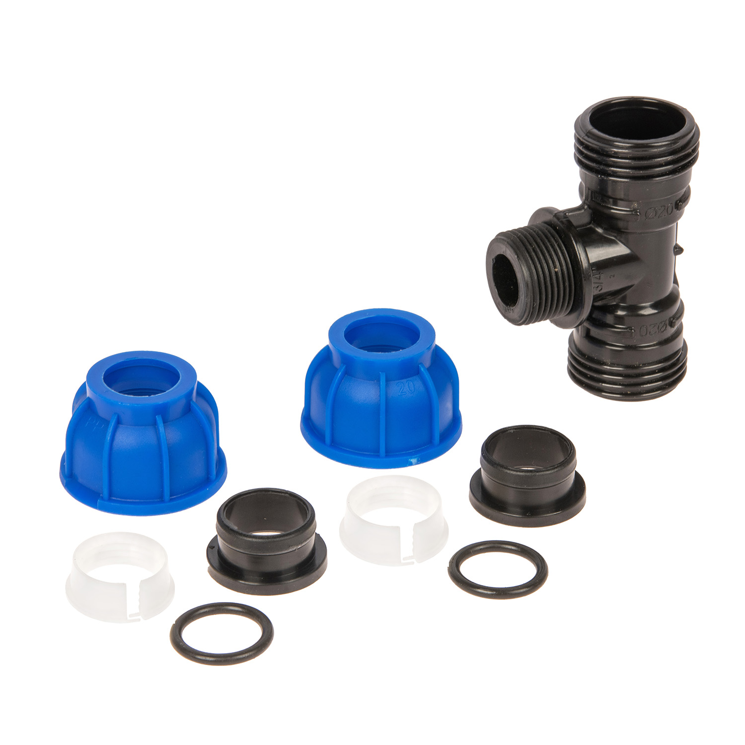 Тройник ПНД компрессия Ø 20х3/4"х20 наруж. резьба *1/60