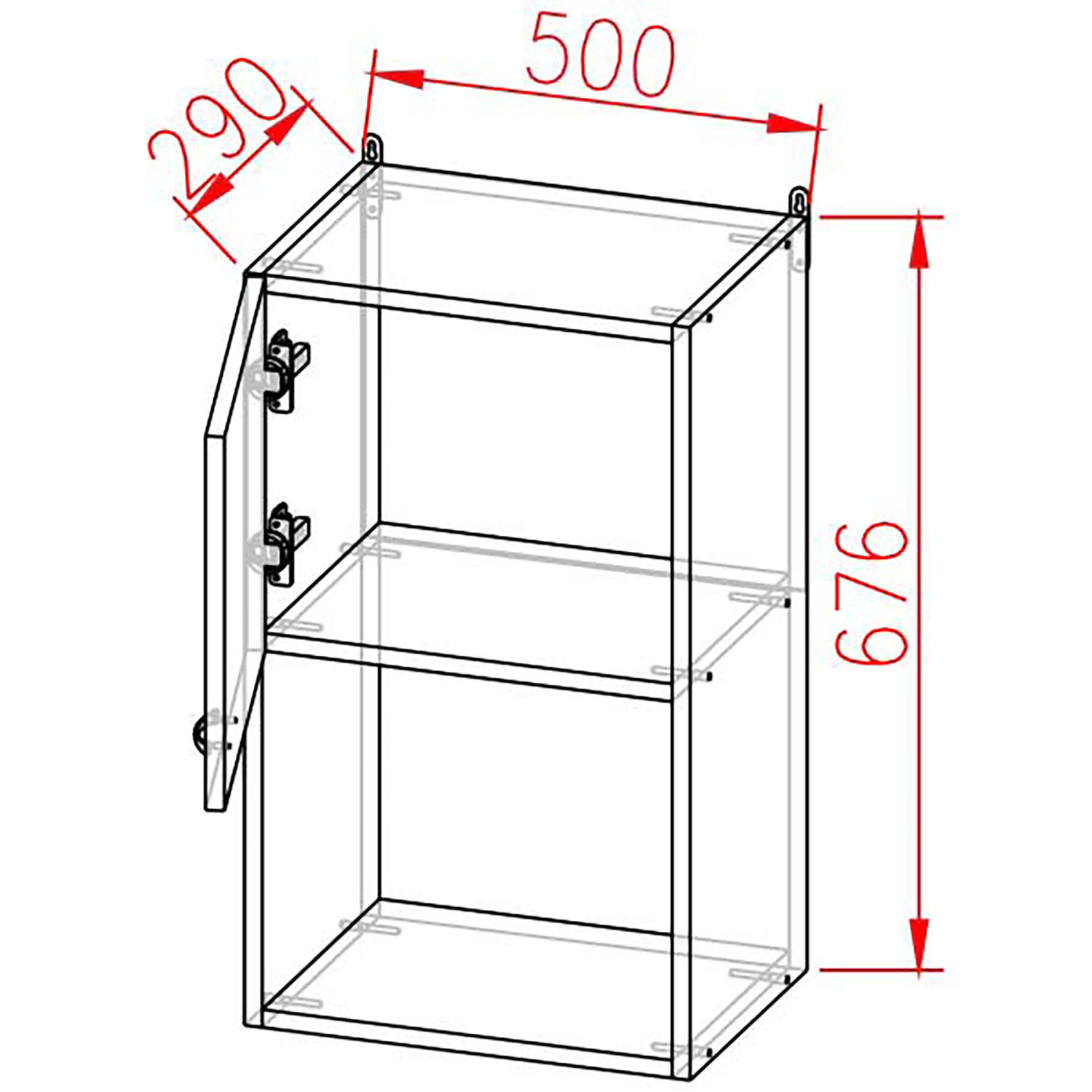 Шкаф навесной 500х676х290 мм BROZEX-WOOD Liberty, с дверцей, белый