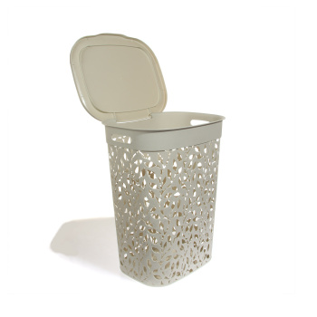 Корзина для белья пластм. 55л "Флора" 445x360x580мм Белый ротанг М2621 ("М-Пластика") *1/5