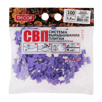 Система выравнивания плитки СВП зажим "Флажок" 1,4мм (пакет 100шт) (арт.339-1100)  *1/50/100