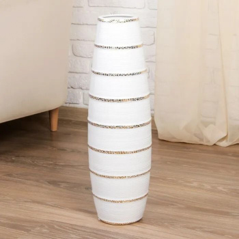 Ваза керамика напольная "Геометрия люкс" полосы, 60 см, белый 4291182