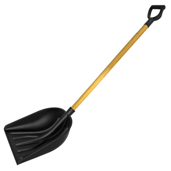 Лопата снегоуб пластик 410*460 с планкой дерев. черенком и V-ручкой "КУПЕЦ"  *5