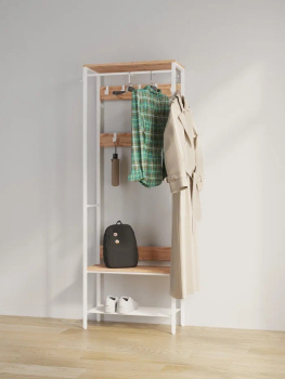 Вешалка напольная "Прихожая-Гардеробная" "Торонто 23Л" ш.0,67м,в.1,87м,гл.0,3м Дер./Бел.ВГТ23Л Б *1