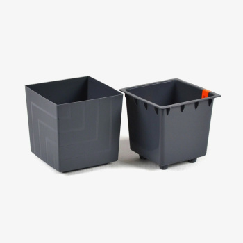 Кашпо пластм. "Квадро" 6,6л 200х200мм h200мм со вставкой Антрацит КВ20-12 *1/6