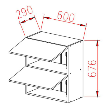 Шкаф навесной 600х676х290 мм BROZEX-WOOD Серый лед Горизонт, с двумя дверцами, серый