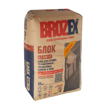 Клей для блоков 25 кг BROZEX Блок KSB 17