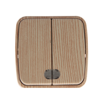 Выключатель Дача ОП 2кл. сосна с подсветкой 10А Народная SQ1824-0054