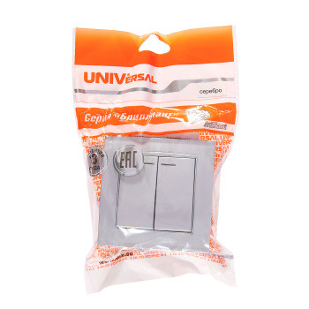 Выключатель Бриллиант СП 2кл. серебро с подстветкой 10А IP20 UNIVersal 7949667