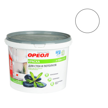 Краска акриловая для стен и потолков Ореол, матовый белый, 13 кг