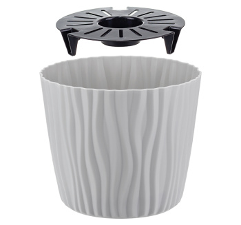 Кашпо пластм. Волна 4.0л d верха 200мм, h170мм  с съем дрен.решеткой Белое М3189 (М-П.)