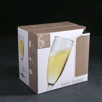 Набор бокалов для шампанского 190 мл "Радуга", цвет изумруд, 6 шт 5121032