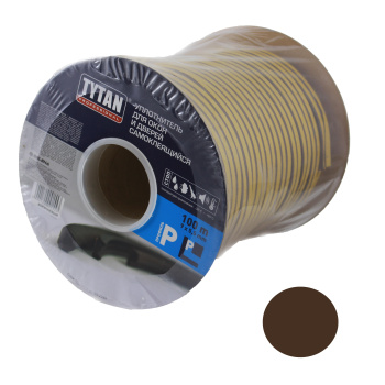 Уплотнитель TYTAN, 9х5.5 мм, для окон и дверей, профиль P, коричневый