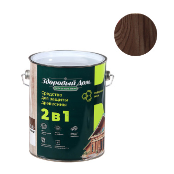 Защитно-декоративное покрытие 2.7 л для древесины Здоровый Дом 2 в 1, палисандр