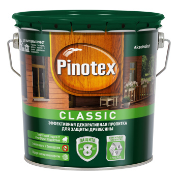 Защитно-декоративное покрытие Pinotex Classic, для древесины, 2.7 л, светлый дуб