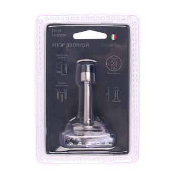 Упор дверной Code Deco DS-0018, никель матовый