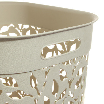 Корзина для белья пластм. 55л "Флора" 445x360x580мм Белый ротанг М2621 ("М-Пластика") *1/5