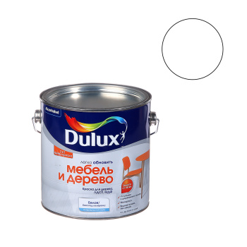 Краска акриловая 2 л для мебели и дерева DULUX, белая база BW, матовая