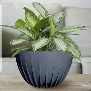 Кашпо пластм. "Сигма"  7,9л d верха 300мм h160мм со вставкой Анстрацит СИвкМ30-12 *1/5