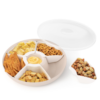 Блюдо пластм. "менажница" "Оазис" d285мм с крышкой М9023 ("Аьлтернатива") *1/9