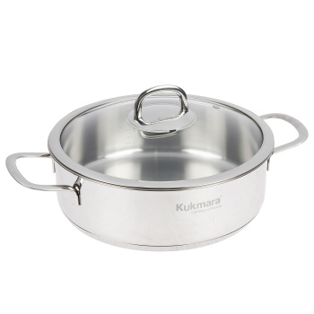 Кастрюля нерж. "Kukmara" "Safia" 3,9л Сотейник Ст.кр., d дна245мм (подх. д/Инд.пл.) SF-STP3926G *1/4