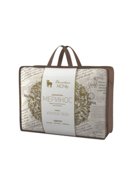 Одеяло Меринос 172х205см зимнее, чехол хлопок/ранфорс, сумка Волшебная ночь *1/10