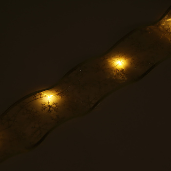 Гирлянда для дома Серпантин лента декоративная «Снежинки» 2 м, 6 см, на батарейках, золото