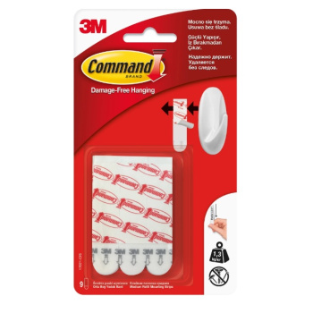 Полоски клейкие д/крючков Средние Белые Комплект 9шт 17021 Command (3M™) *1/24