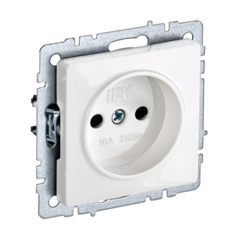 Механизм розетки "BRITE" 1-мест. белая без заземления 10А IEK BR-R10-10-K01  *10/100