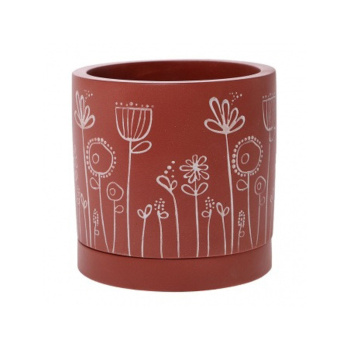 Кашпо гипсовое "Лира" 1,38л d верха 145мм h125мм с поддоном Красный ("VipSet") *3